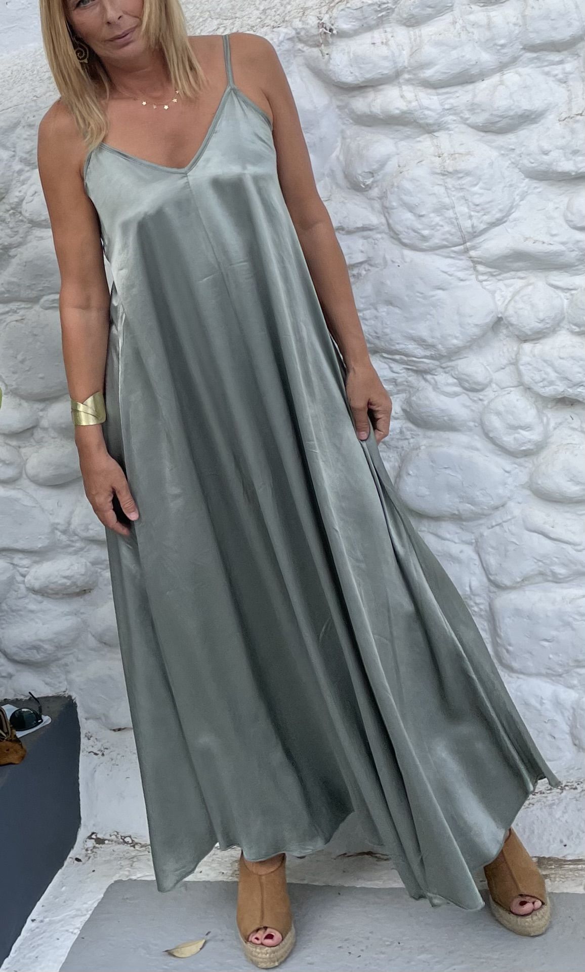 vestido lencero verde