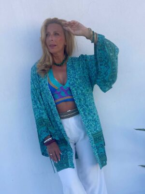 Kimono corto mujer en tonos estampado