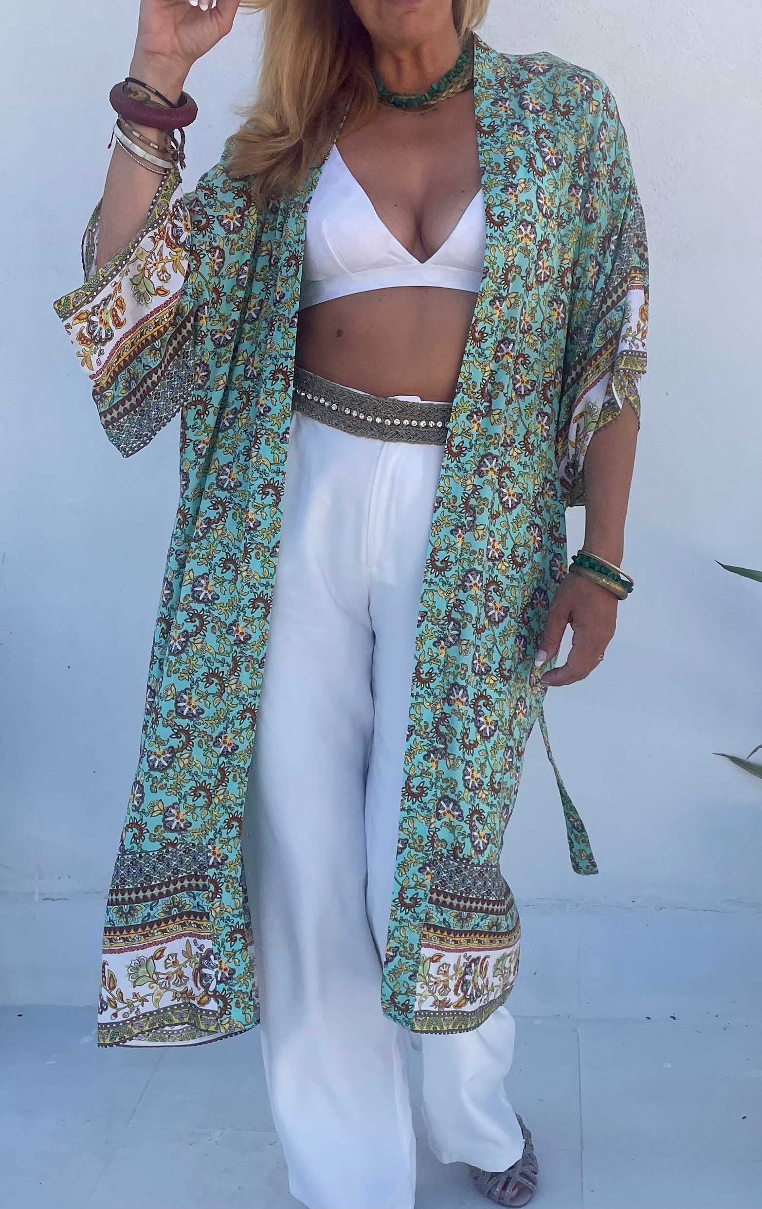 Kimono mujer con manga corta en algodón