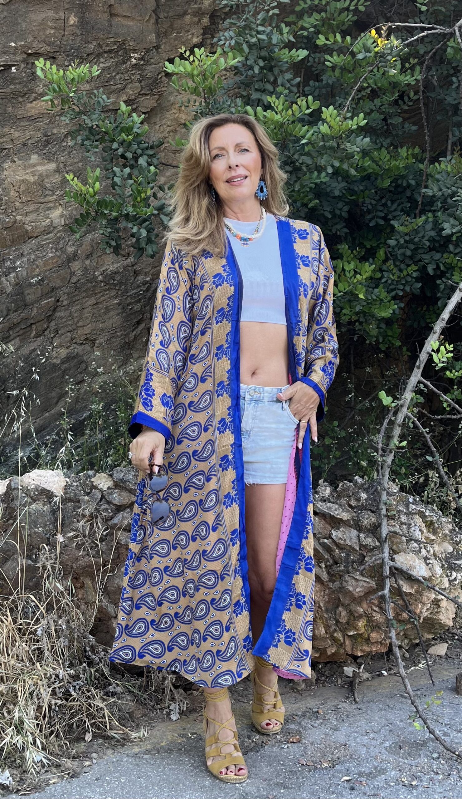 Kimono de seda reversible