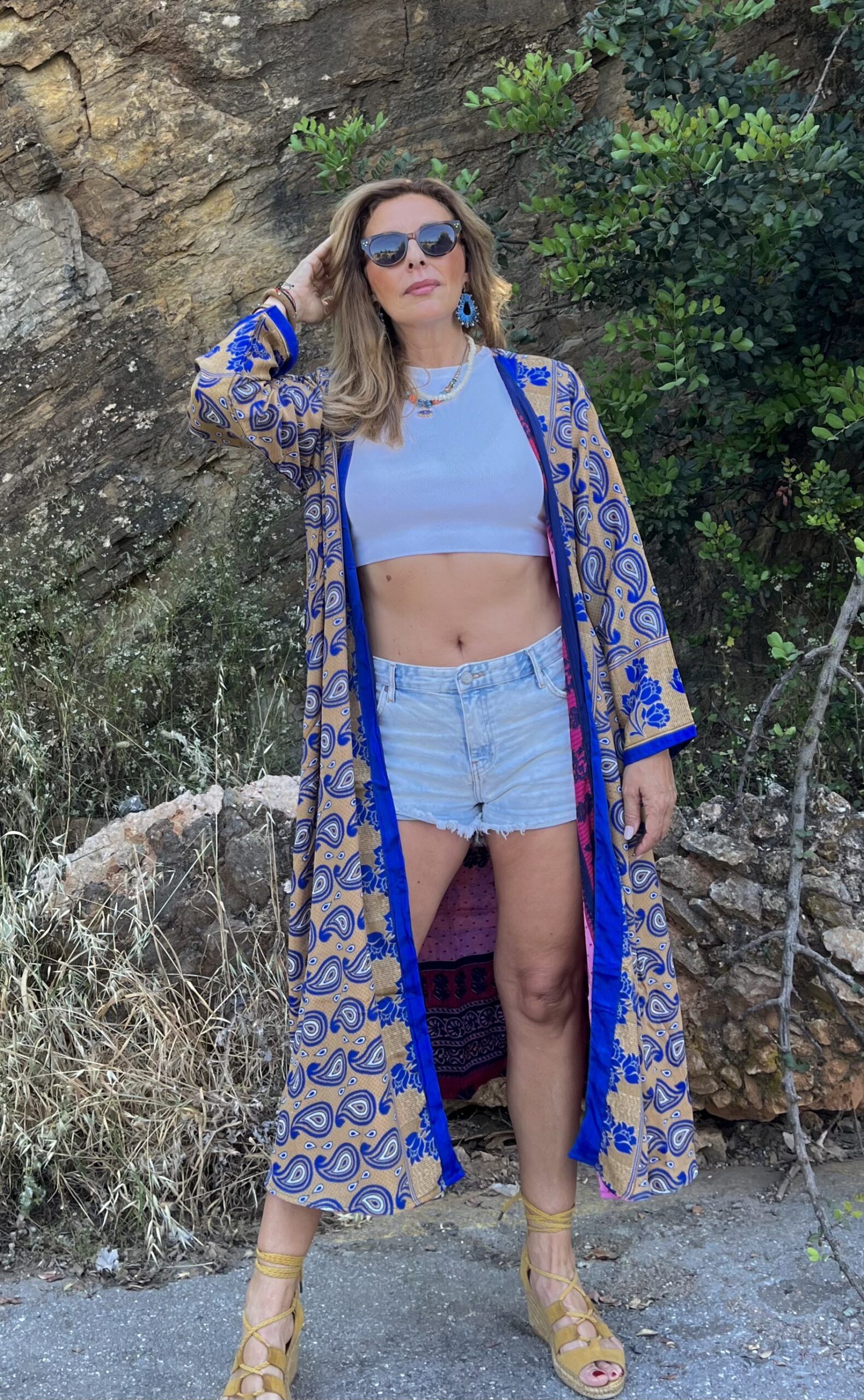 Kimono largo seda reversible