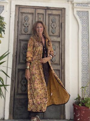 Kimono largo de terciopelo en gasa