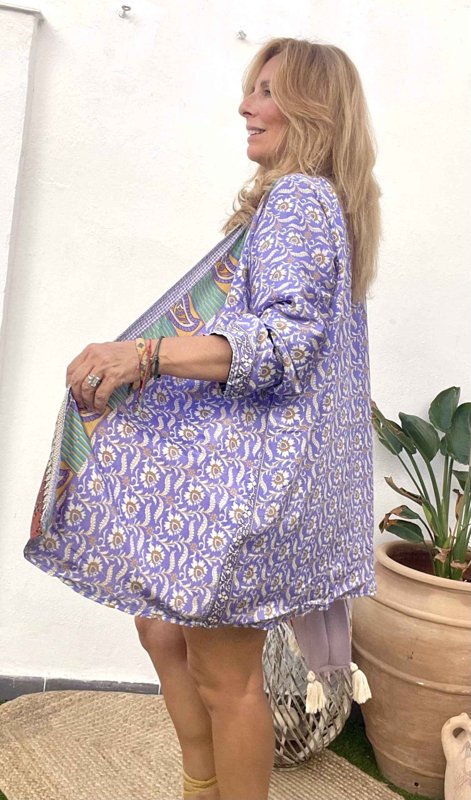 Kimono de seda reversible