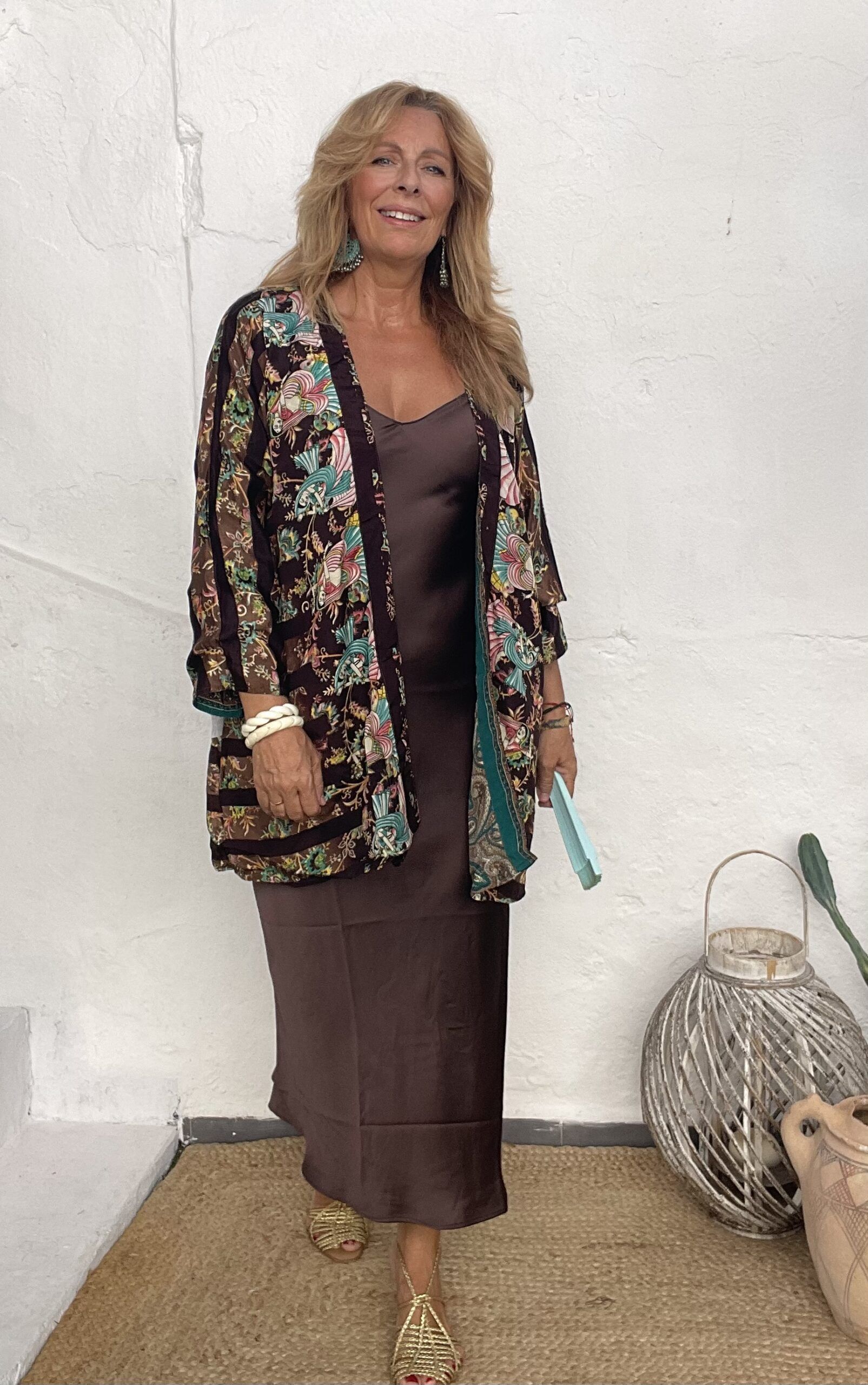 Kimono corto de seda reversible
