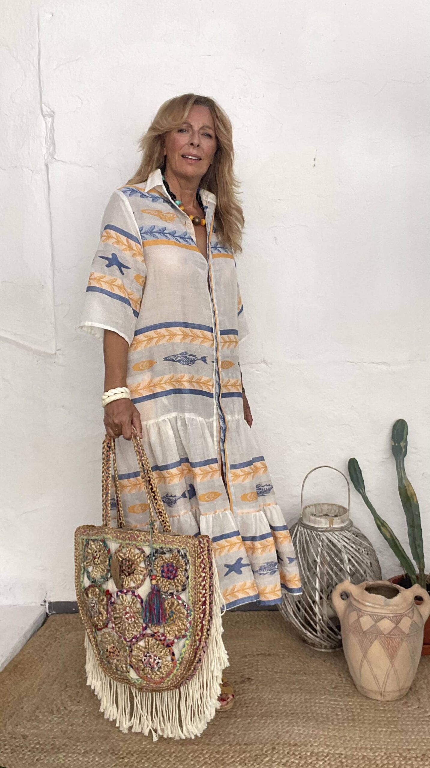 Look bohemio con bolso con flecos