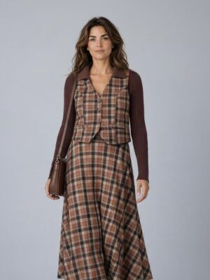 Chaleco mujer corte clásico de cuadros